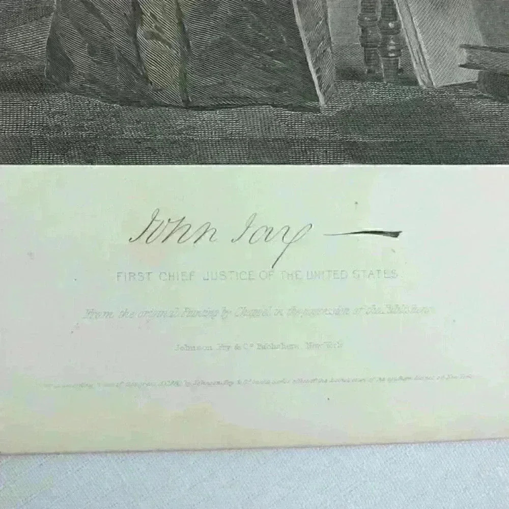 Art Print John Jay Portrait America 1st Chief Justice Supreme Court Antique 1862 - Picture 9 of 12